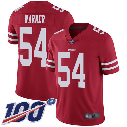 San Francisco 49ers Limited Red Men 54 Fred Warner Home Jersey NFL 54 100th Season Vapor